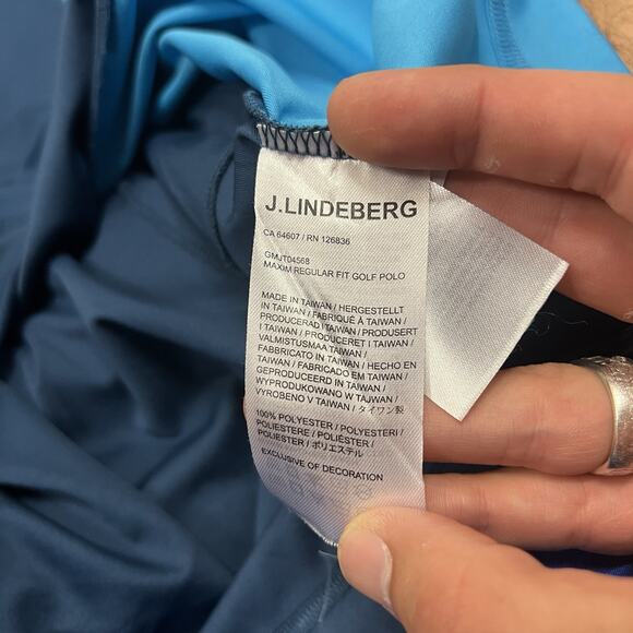 J.Lindeberg Men’s Regular Fit Polo Shirt Short Sleeve Blue Golf Size Large L - Picture 7 of 7